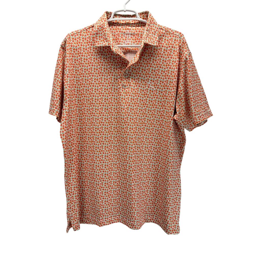 Rhoback The Absolute Peach Polo Shirt Large White Orange Golf